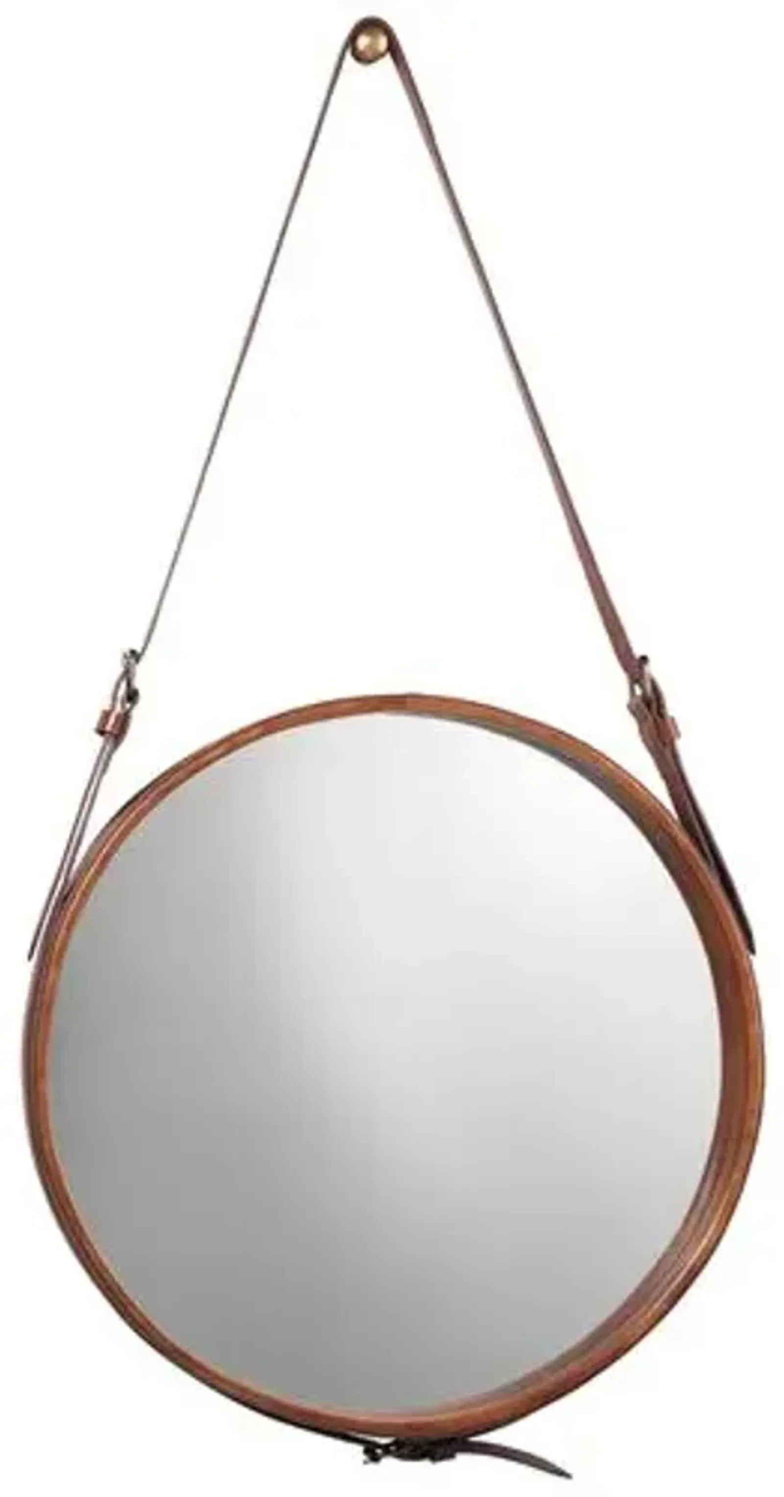 Round Leather Large Wall Mirror - Brown - Jamie Young Co.