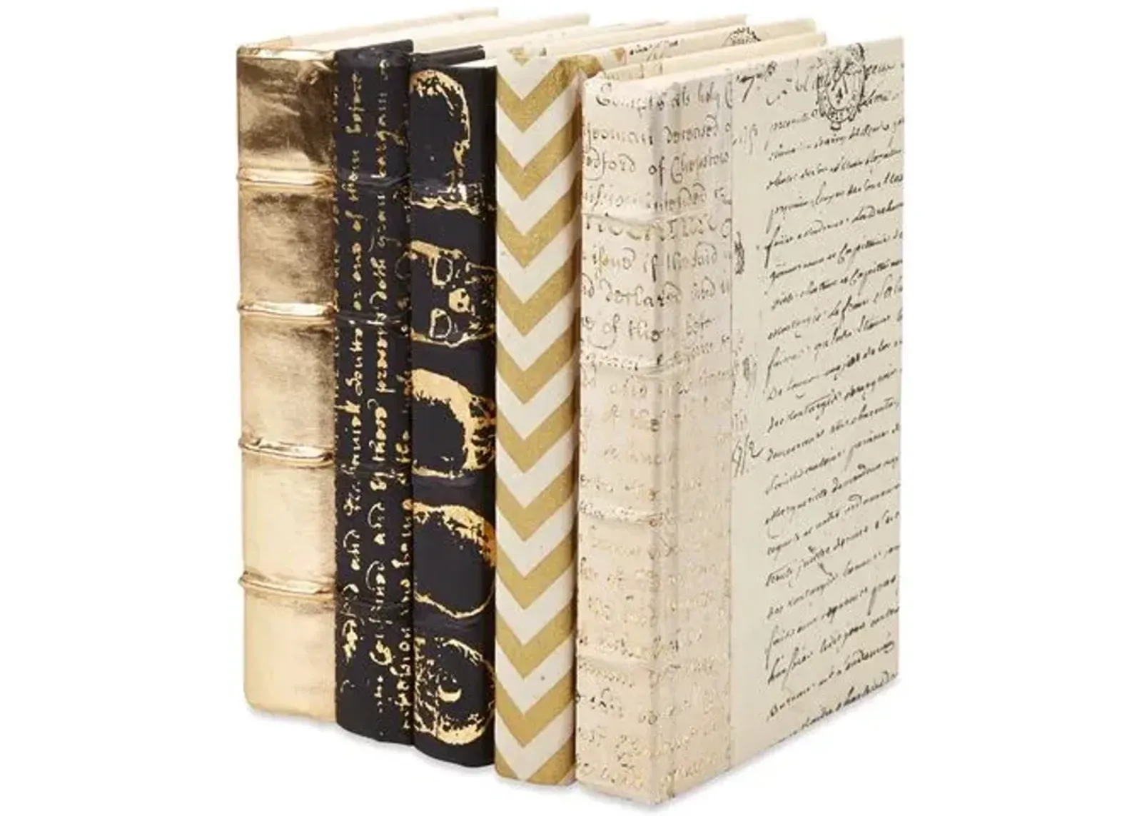 Set of 5 Designer Decorative Books - Gold