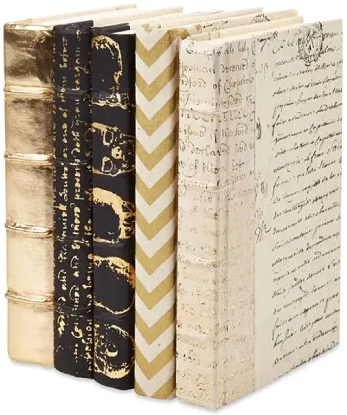 Set of 5 Designer Decorative Books - Gold