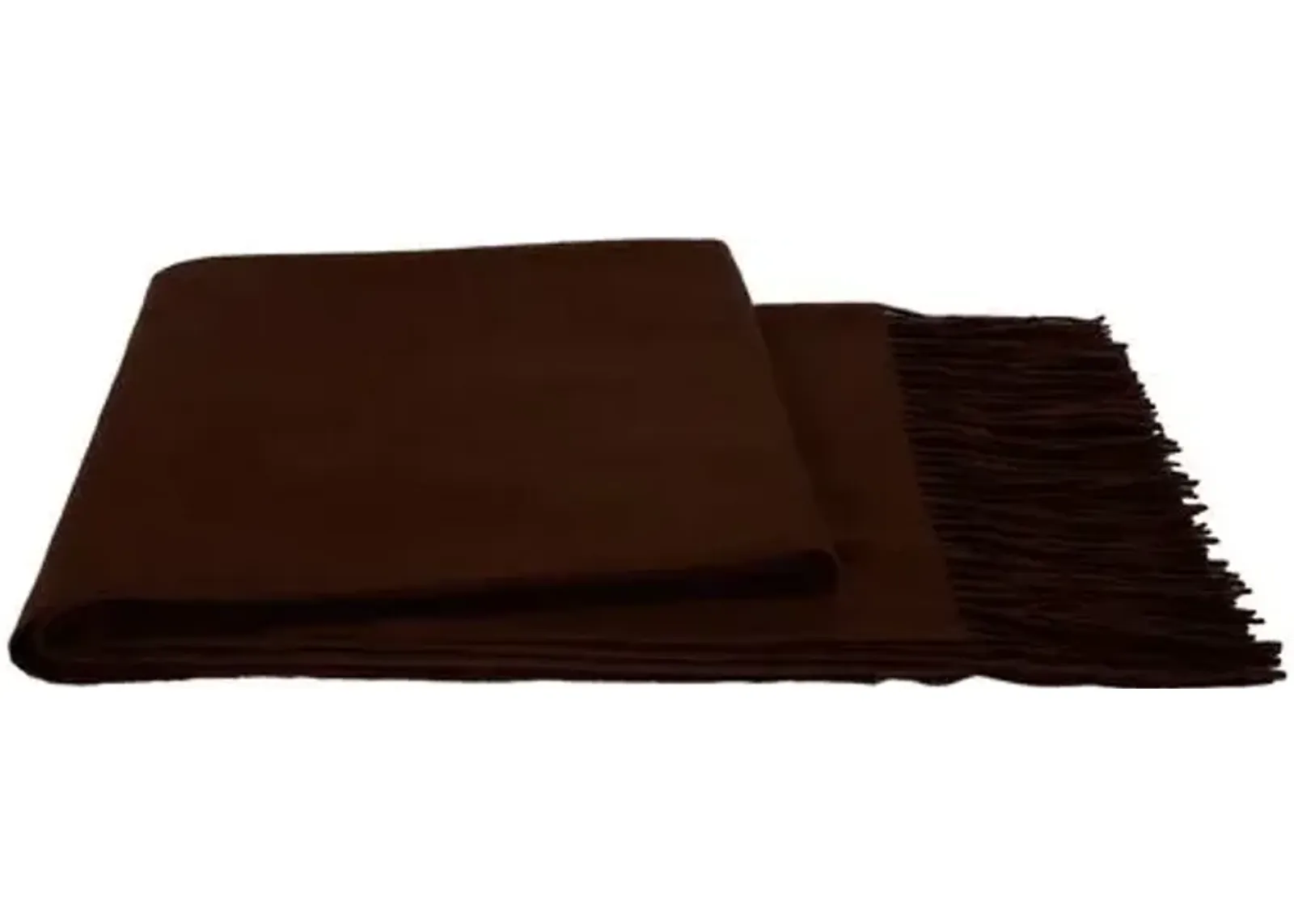 Solid Cashmere Throw - Chocolate - Brown - Lightweight, Soft, Warm, Fringed