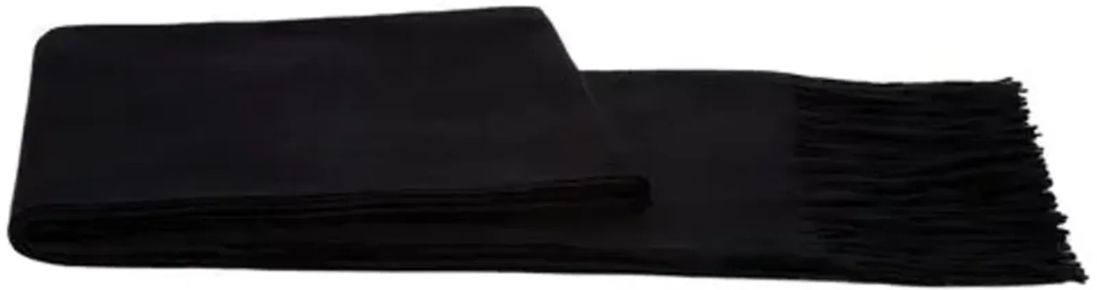 Solid Cashmere Throw - Black - Lightweight, Soft, Warm, Fringed