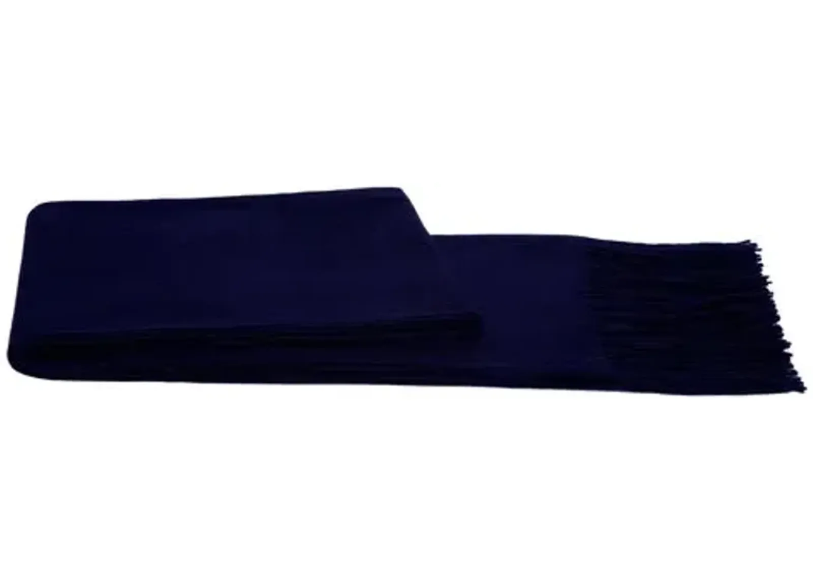 Solid Cashmere Throw - Navy - Blue - Lightweight, Soft, Warm, Fringed