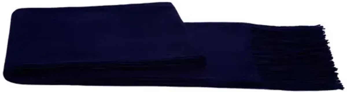 Solid Cashmere Throw - Navy - Blue - Lightweight, Soft, Warm, Fringed