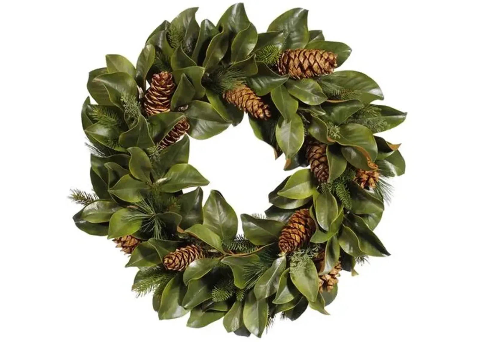 30" Magnolia Leaf Wreath - Faux - Brown