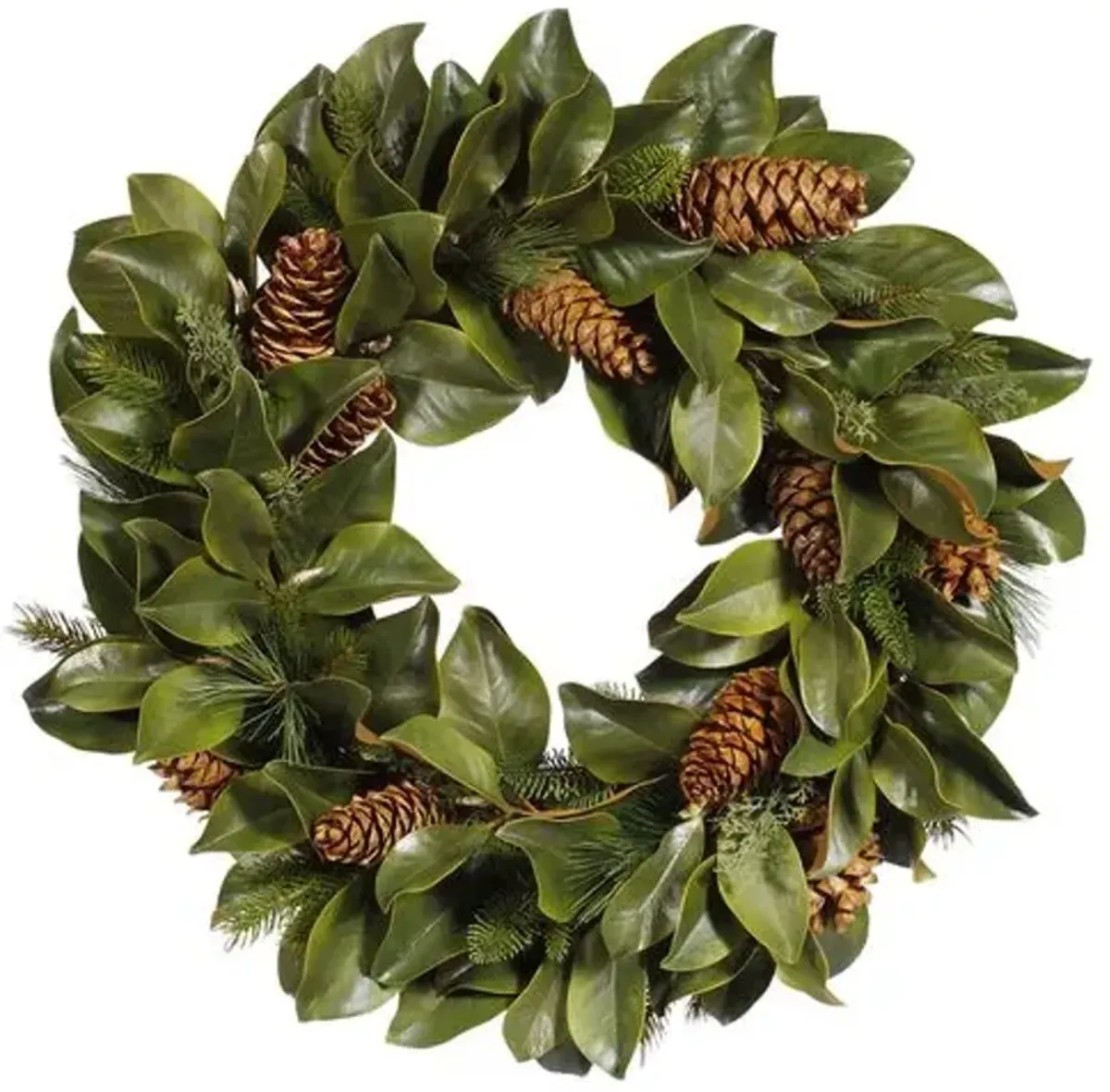 30" Magnolia Leaf Wreath - Faux - Brown