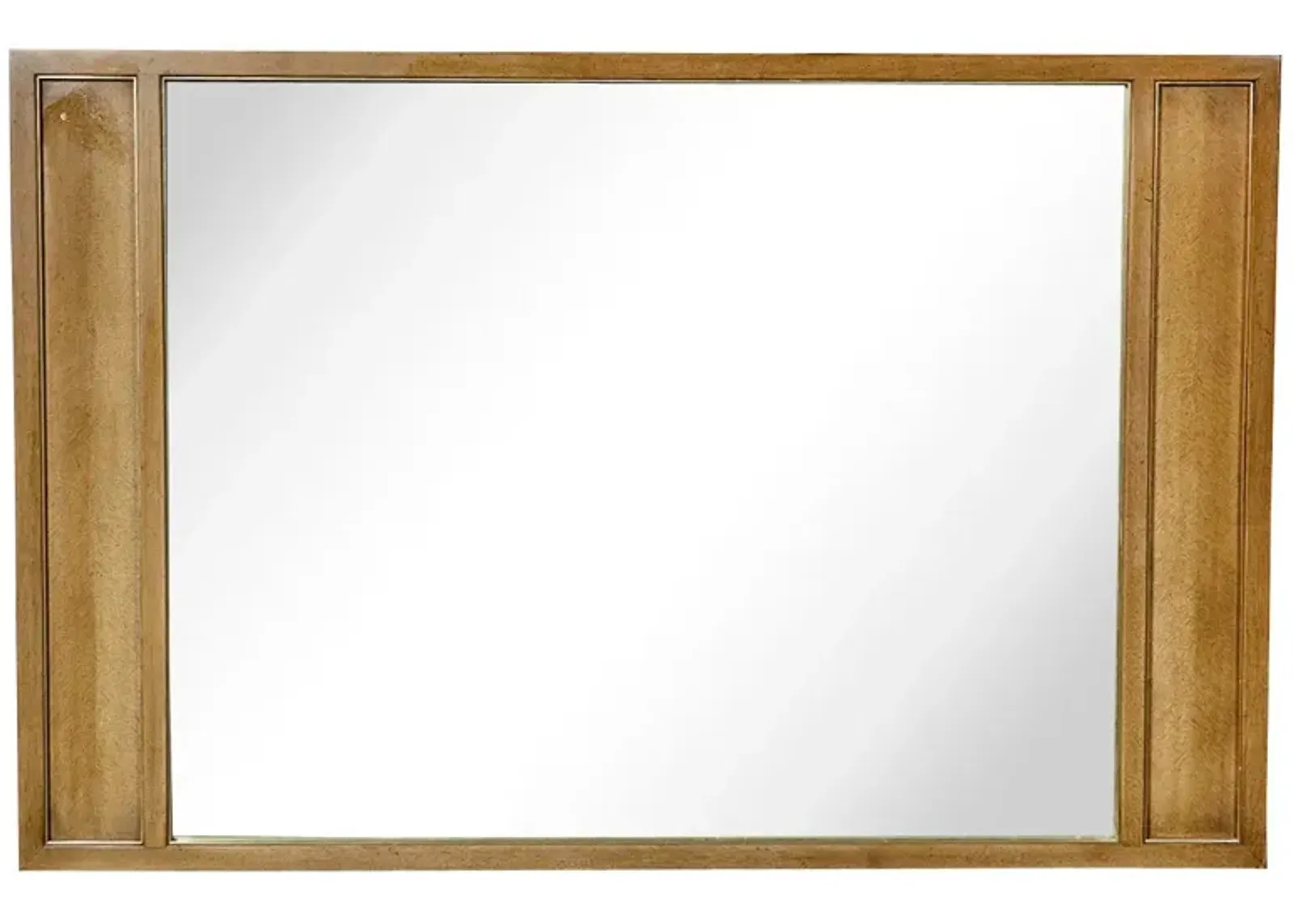 1960s Pecan Wood Framed Mirror - 2-b-Modern - White