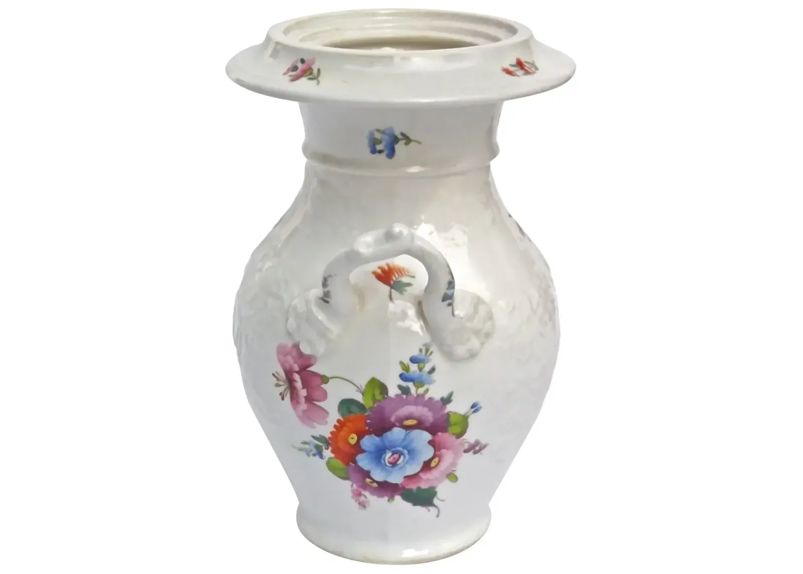 Antique Porcelain Floral Vase - Vermilion Designs - White