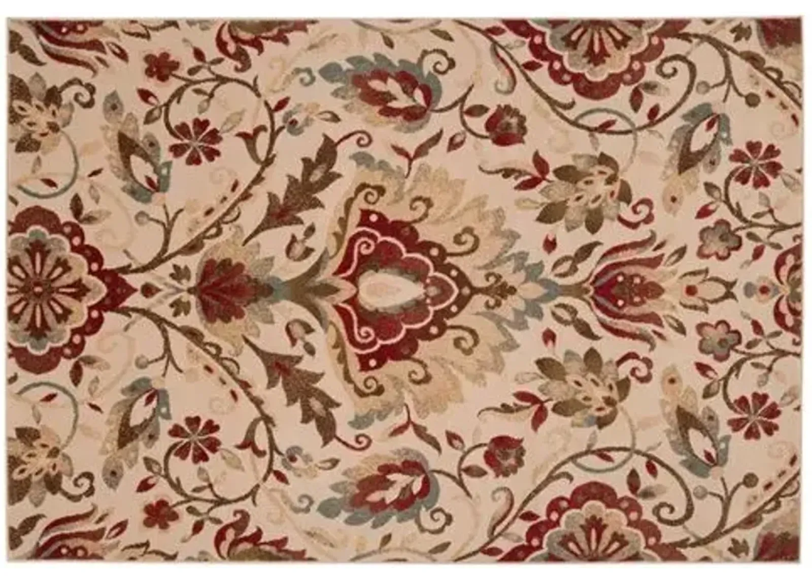 Rawufa Rug - Burgundy - Beige - Beige