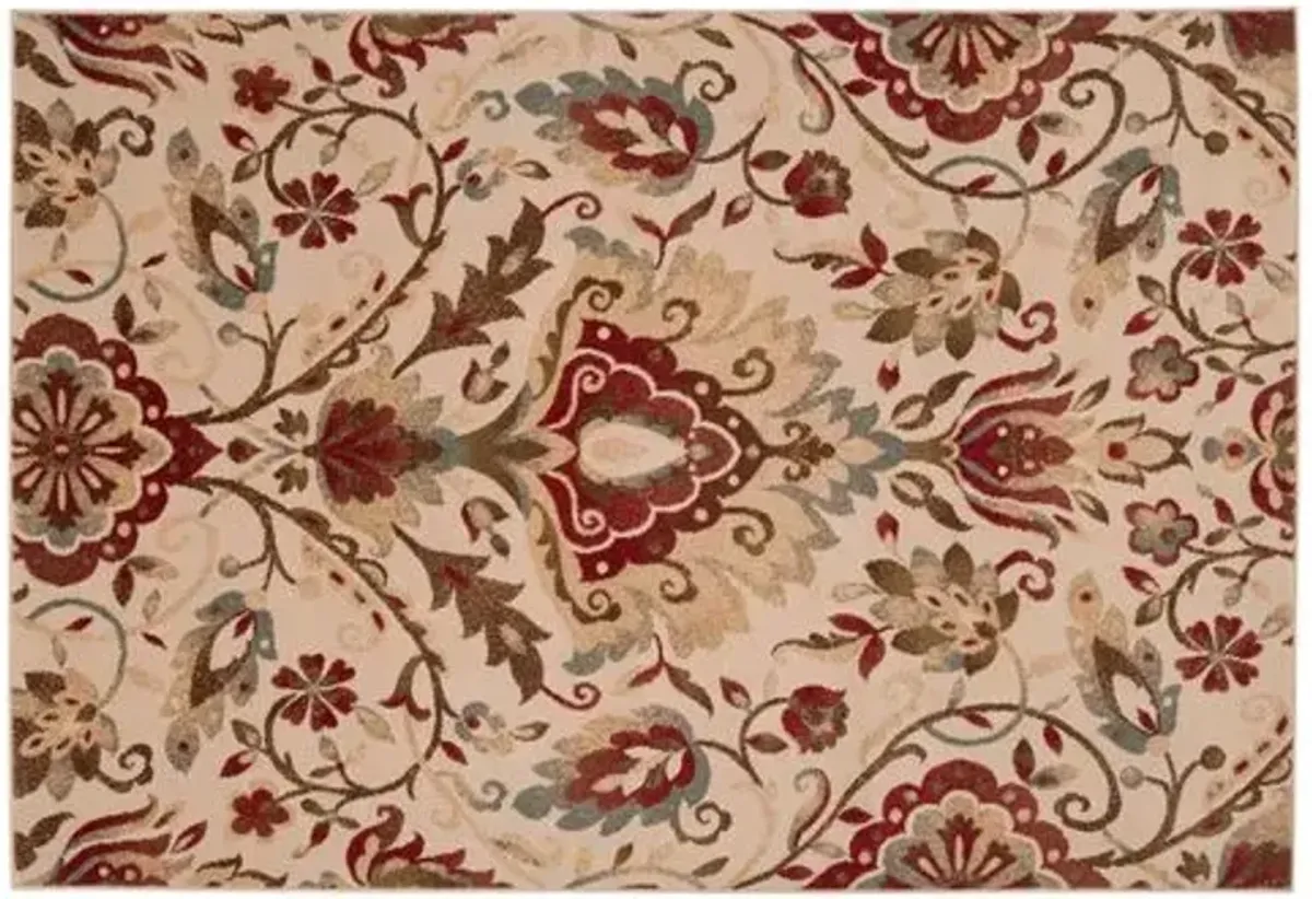 Rawufa Rug - Burgundy - Beige - Beige