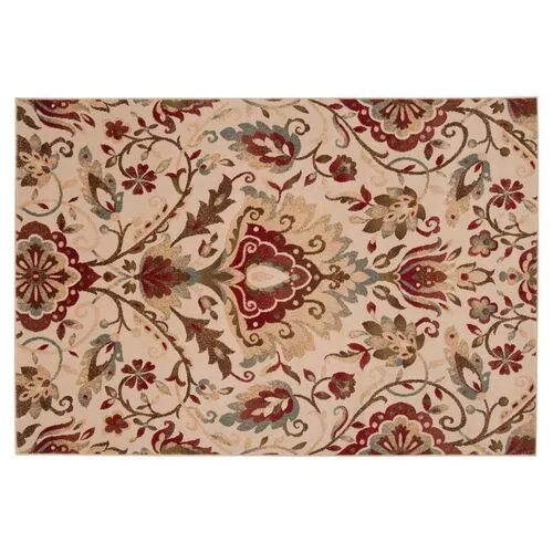 Rawufa Rug - Burgundy - Beige - Beige