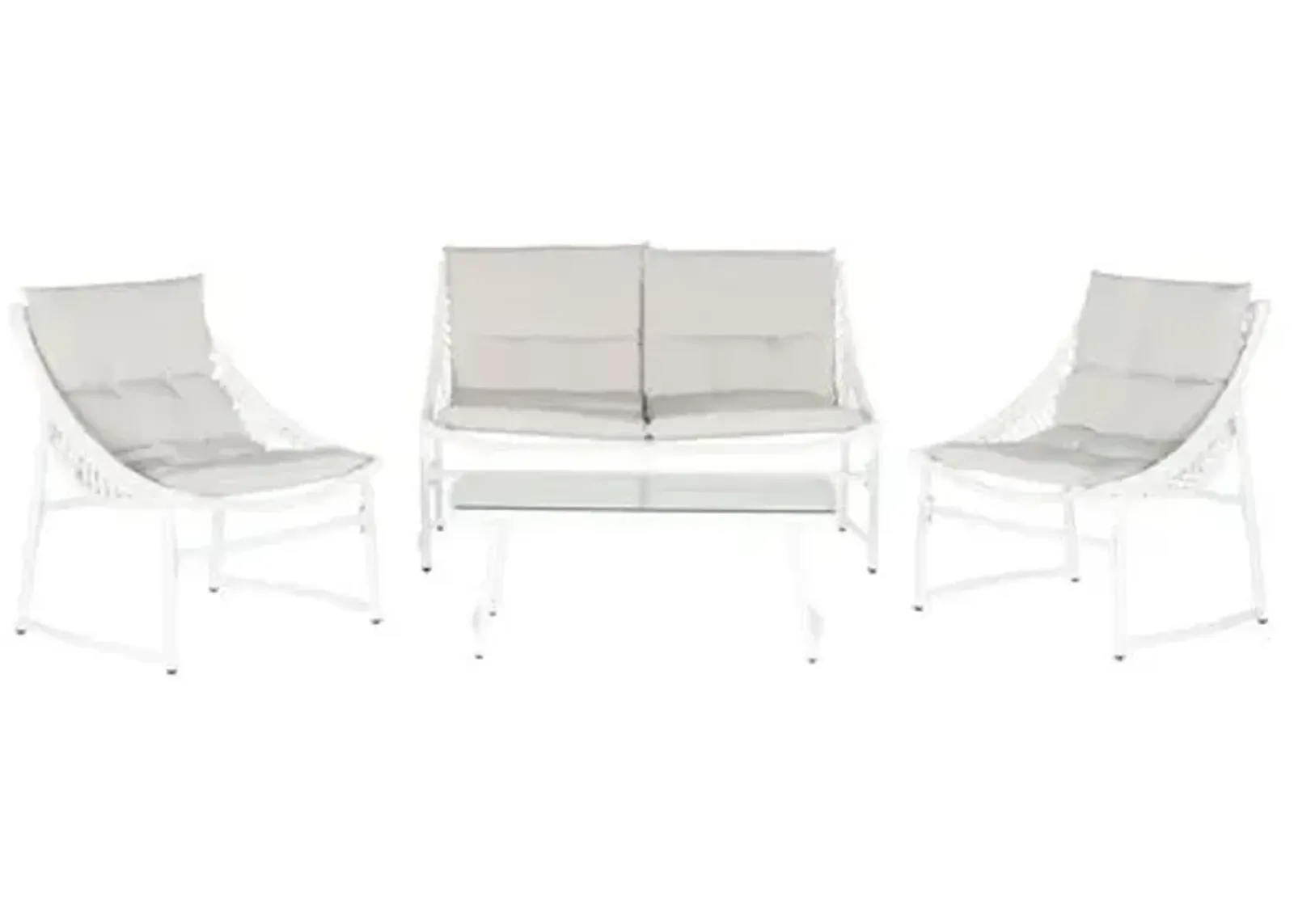 Nina 4-Pc Outdoor Lounge Set - Beige/White