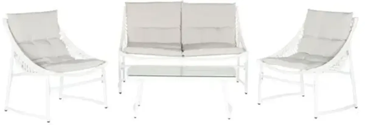 Nina 4-Pc Outdoor Lounge Set - Beige/White