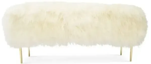 Curly Tibetan Mandy Bench - Warm White - Le-Coterie - Ivory