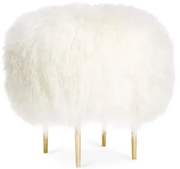 Curly Rachel Tibetan Stool - Warm White - Le-Coterie