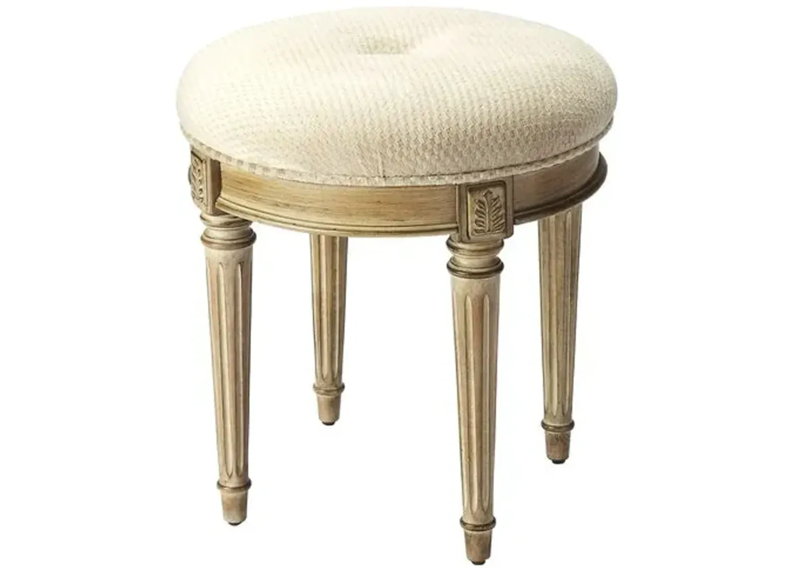 Clarissa Vanity Stool - Weathered/Ivory - Handcrafted - Versatile, Comfortable, Functional