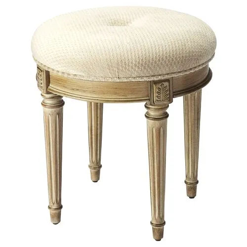 Clarissa Vanity Stool - Weathered/Ivory - Handcrafted - Versatile, Comfortable, Functional