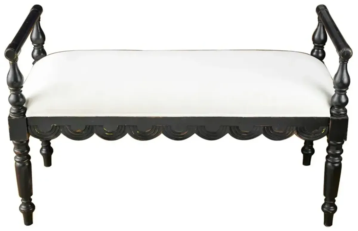 Callie Bench, Ivory/Black