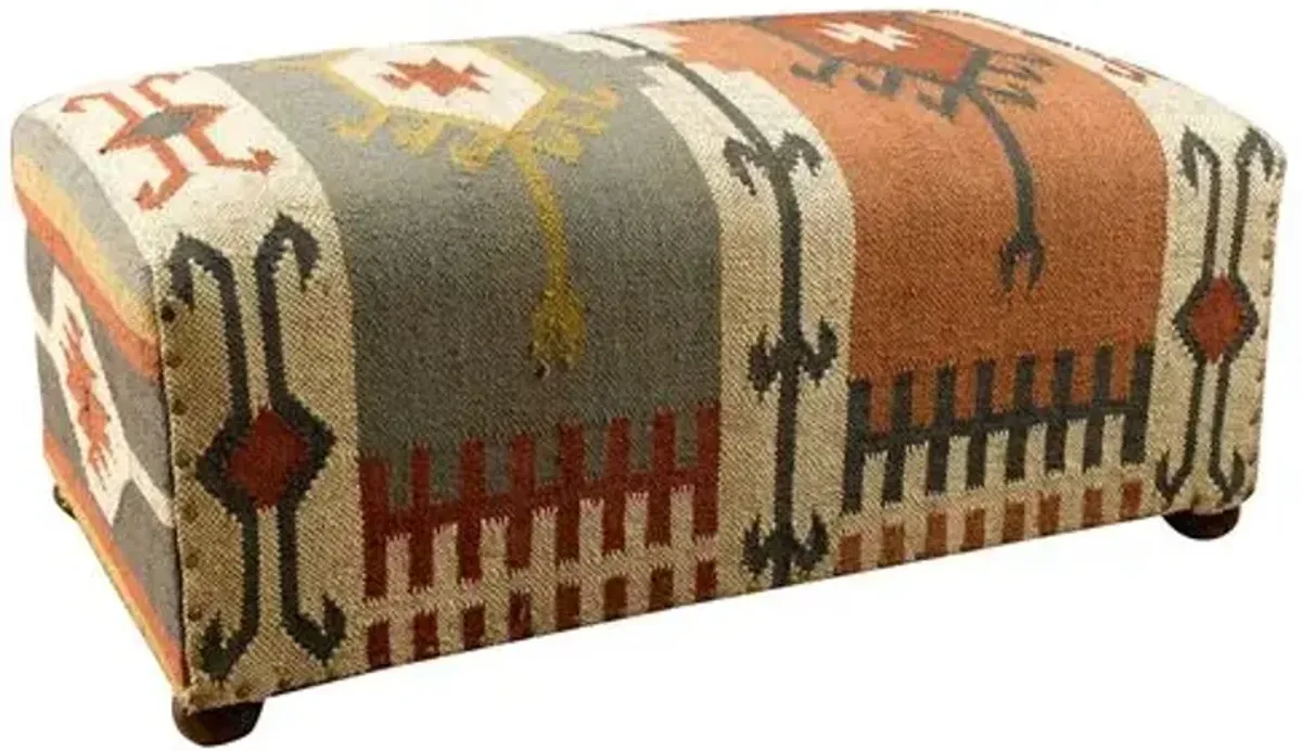 Fiorella 35" Petite Bench - Kilim - Handcrafted - Beige