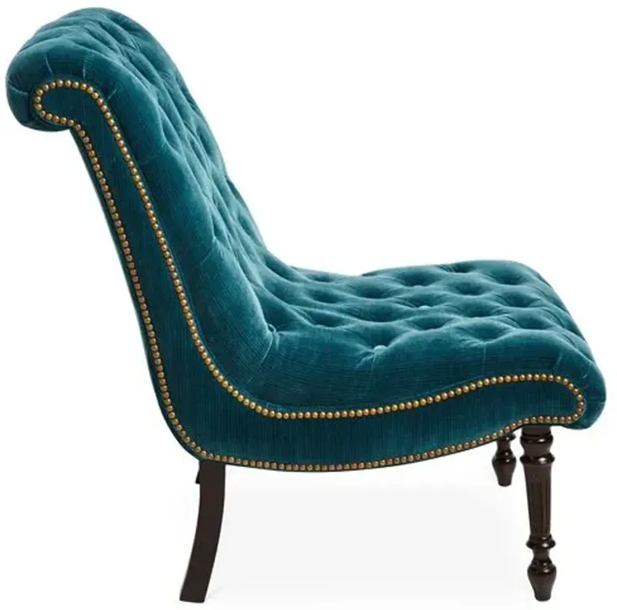 Dagny Slipper Chair - Teal Velvet - Massoud - Handcrafted - Blue