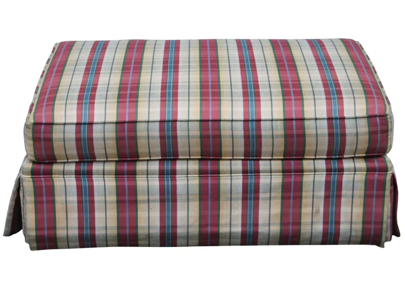 Large Plaid Ottoman - Something Vintage - Beige