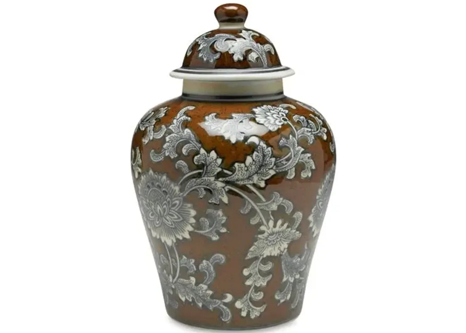 10" Florent Ginger Jar - Brown/Gray