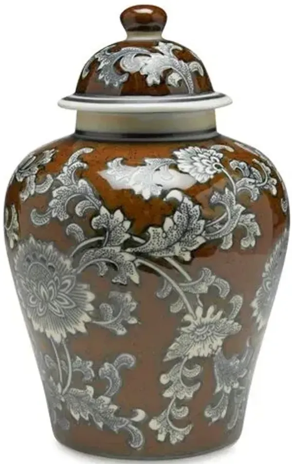 10" Florent Ginger Jar - Brown/Gray