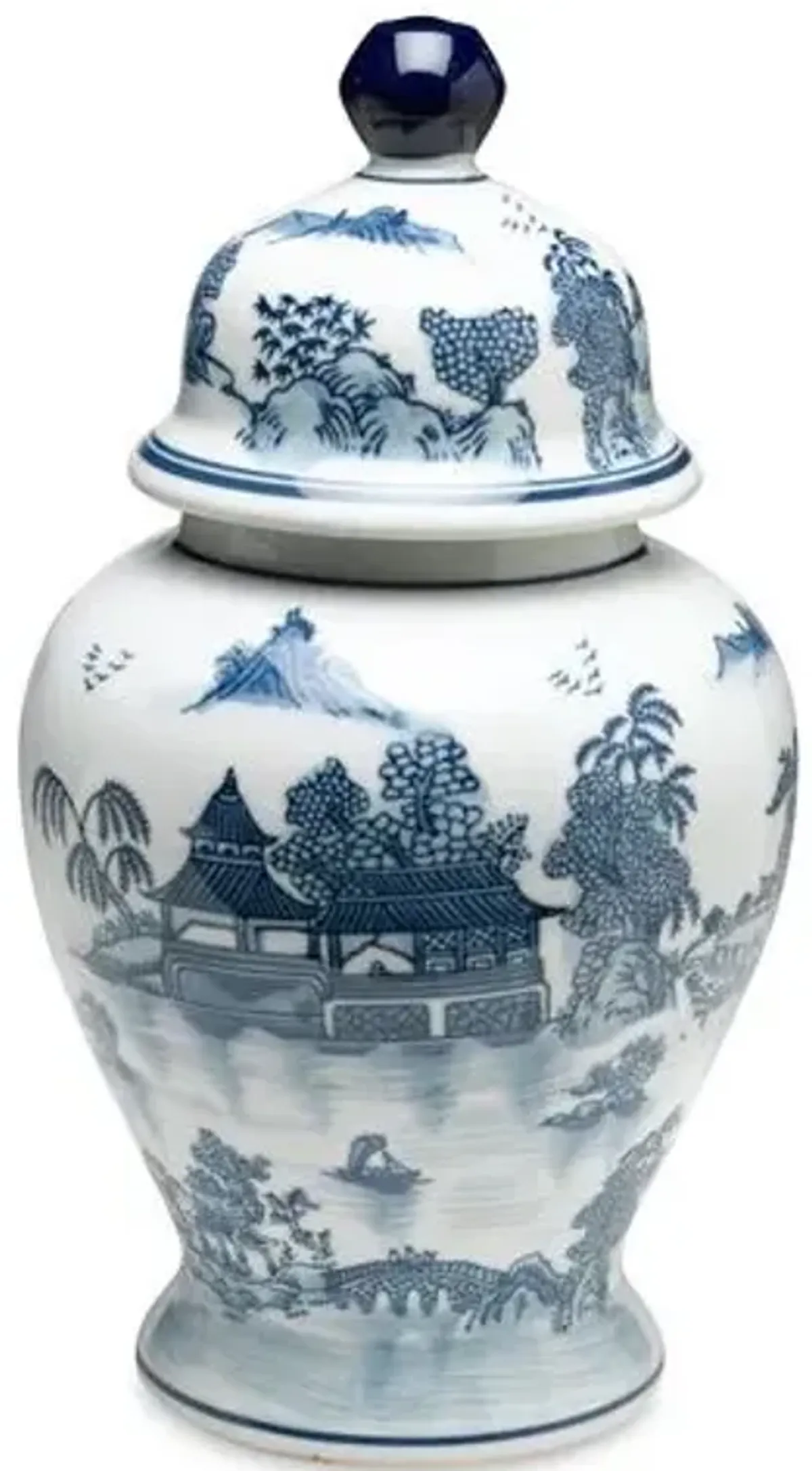 14" Lavieille Ginger Jar - Blue/White