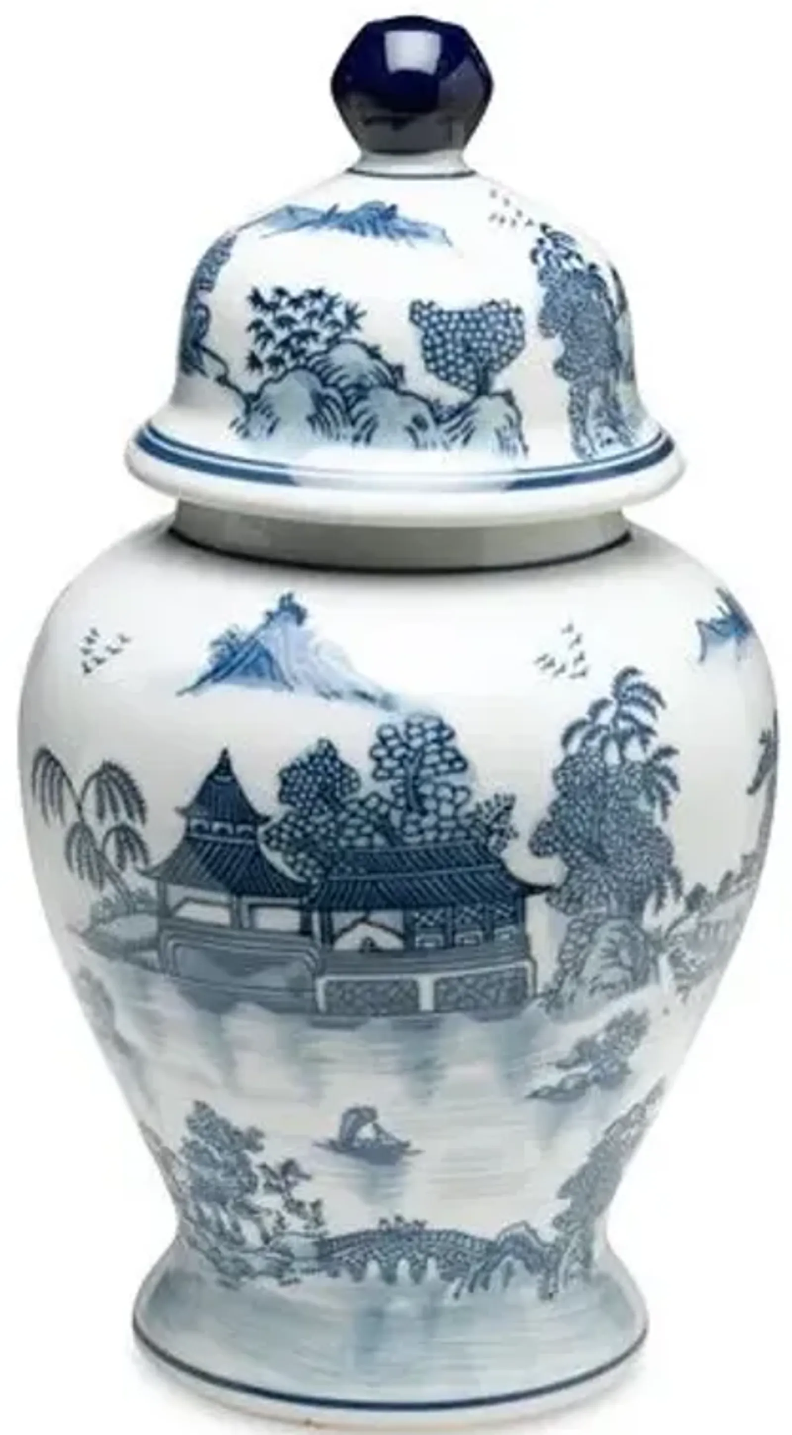 14" Lavieille Ginger Jar - Blue/White