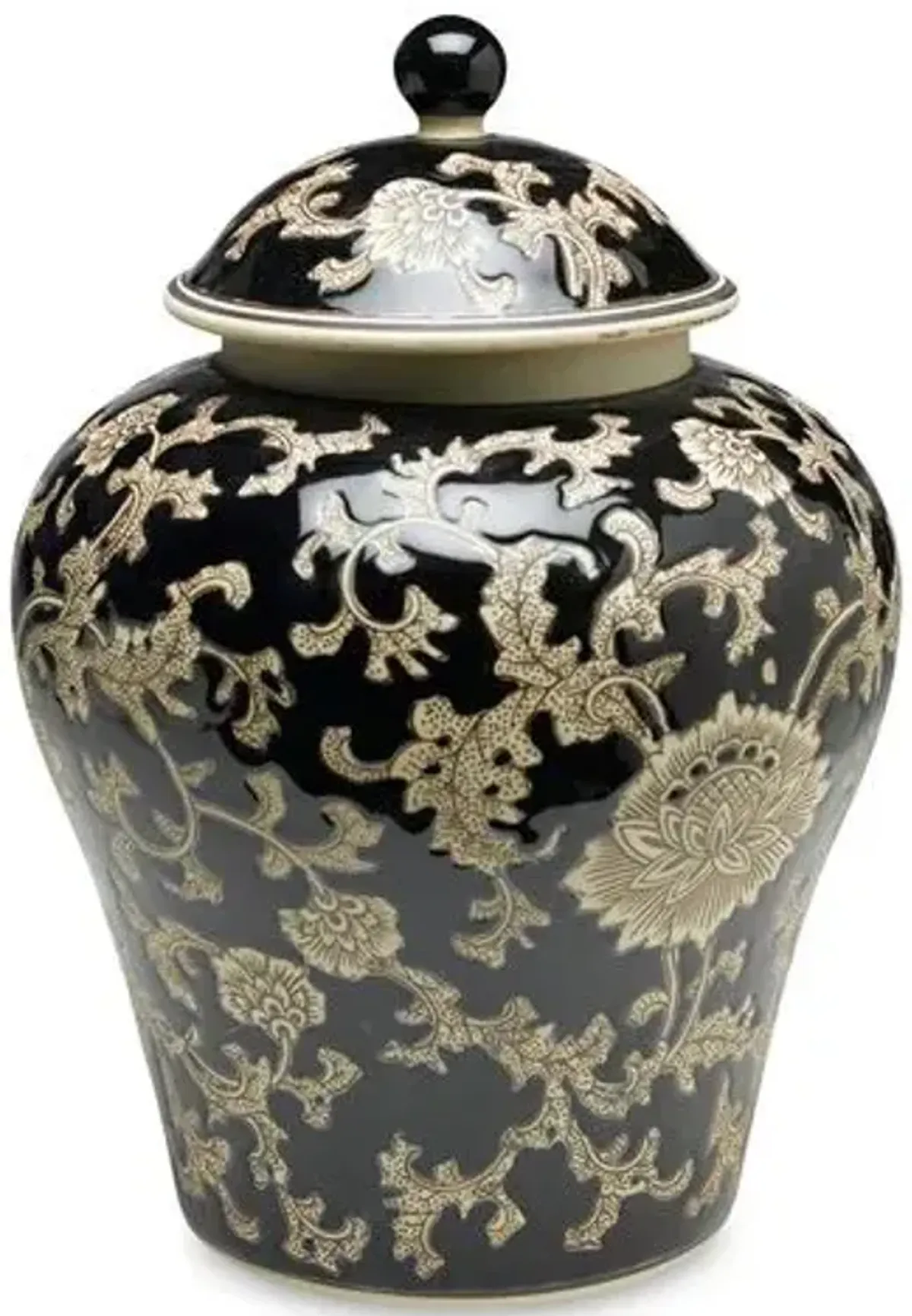 14" Florent Ginger Jar - Black/Cream