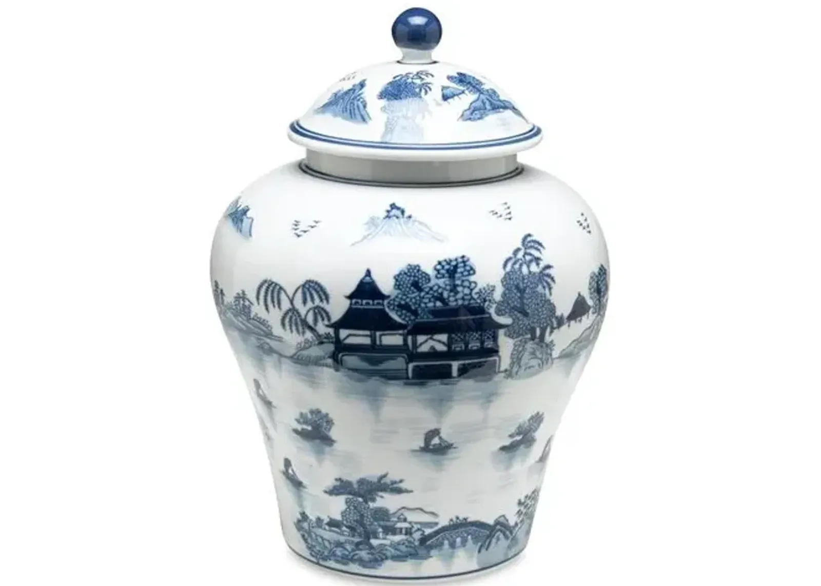 14" Lavieille Ginger Jar - Blue/White