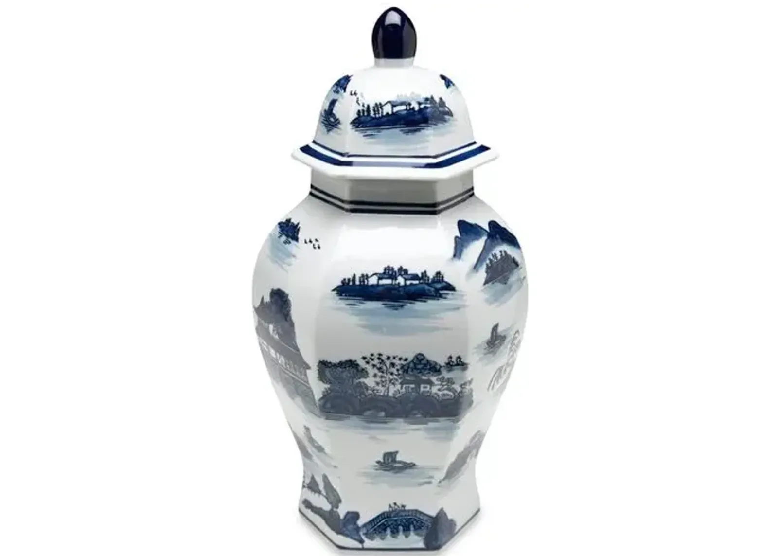 14" Lavieille Ginger Jar - Blue/White