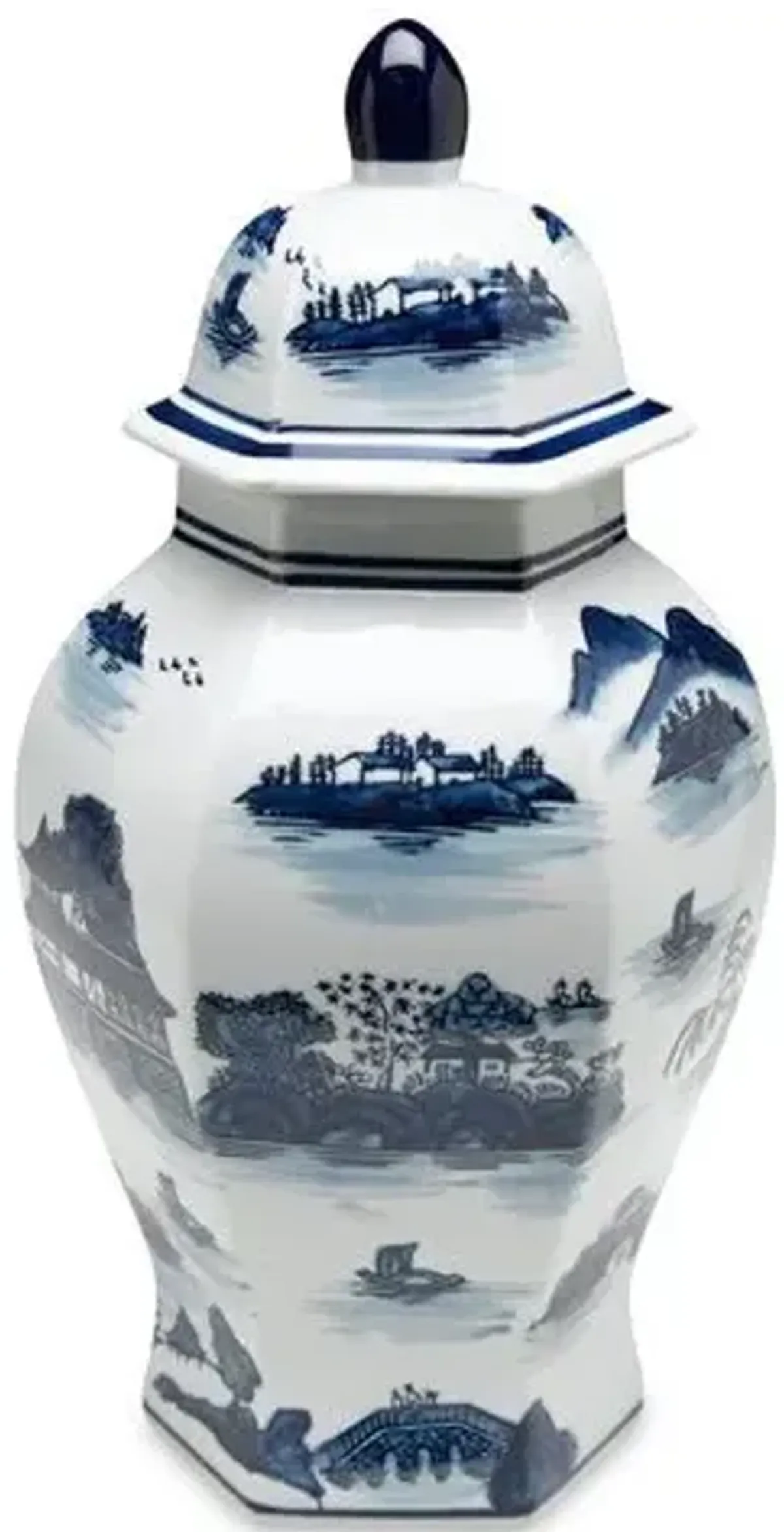 14" Lavieille Ginger Jar - Blue/White