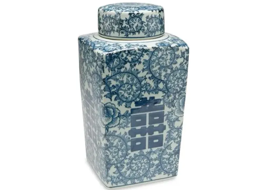 12" Jolie Square Jar - Blue/Light Green