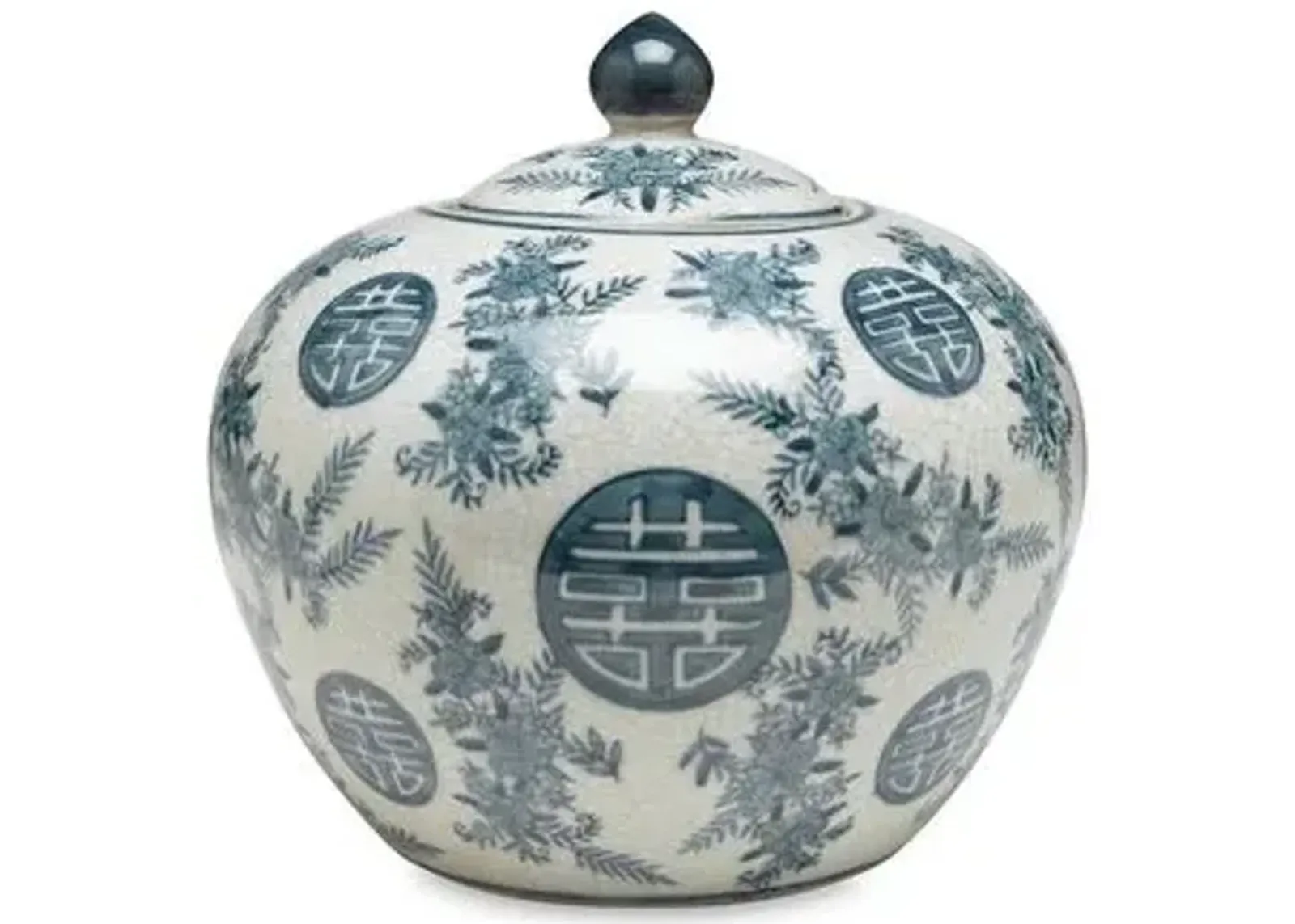 8" Bazille Round Jar - Blue/White