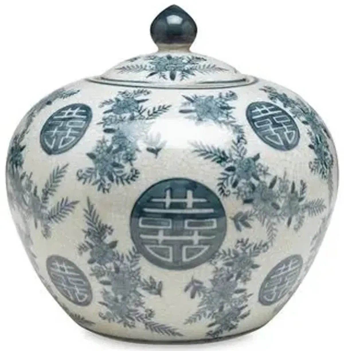 8" Bazille Round Jar - Blue/White