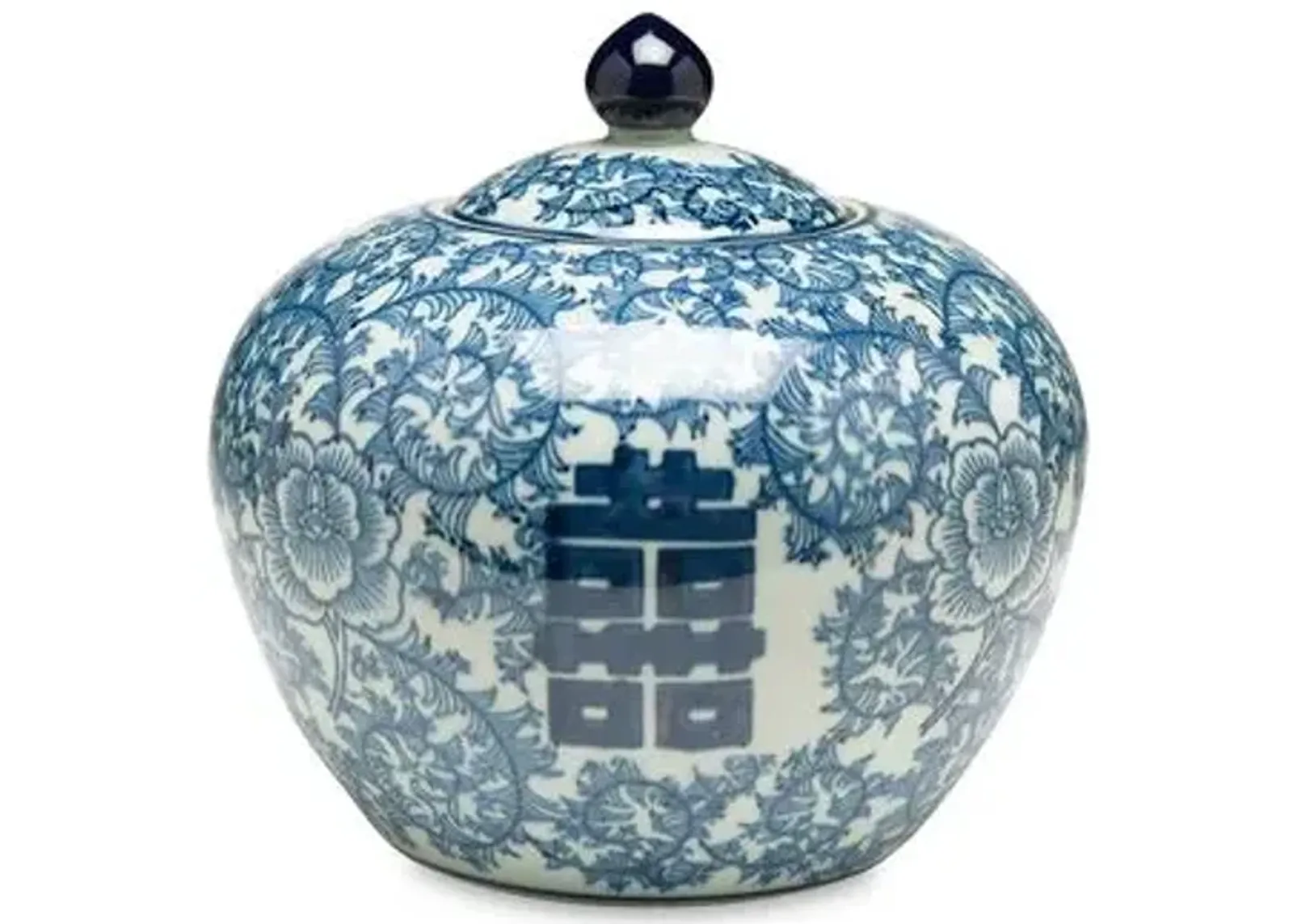 8" Jolie Round Jar - Blue/White