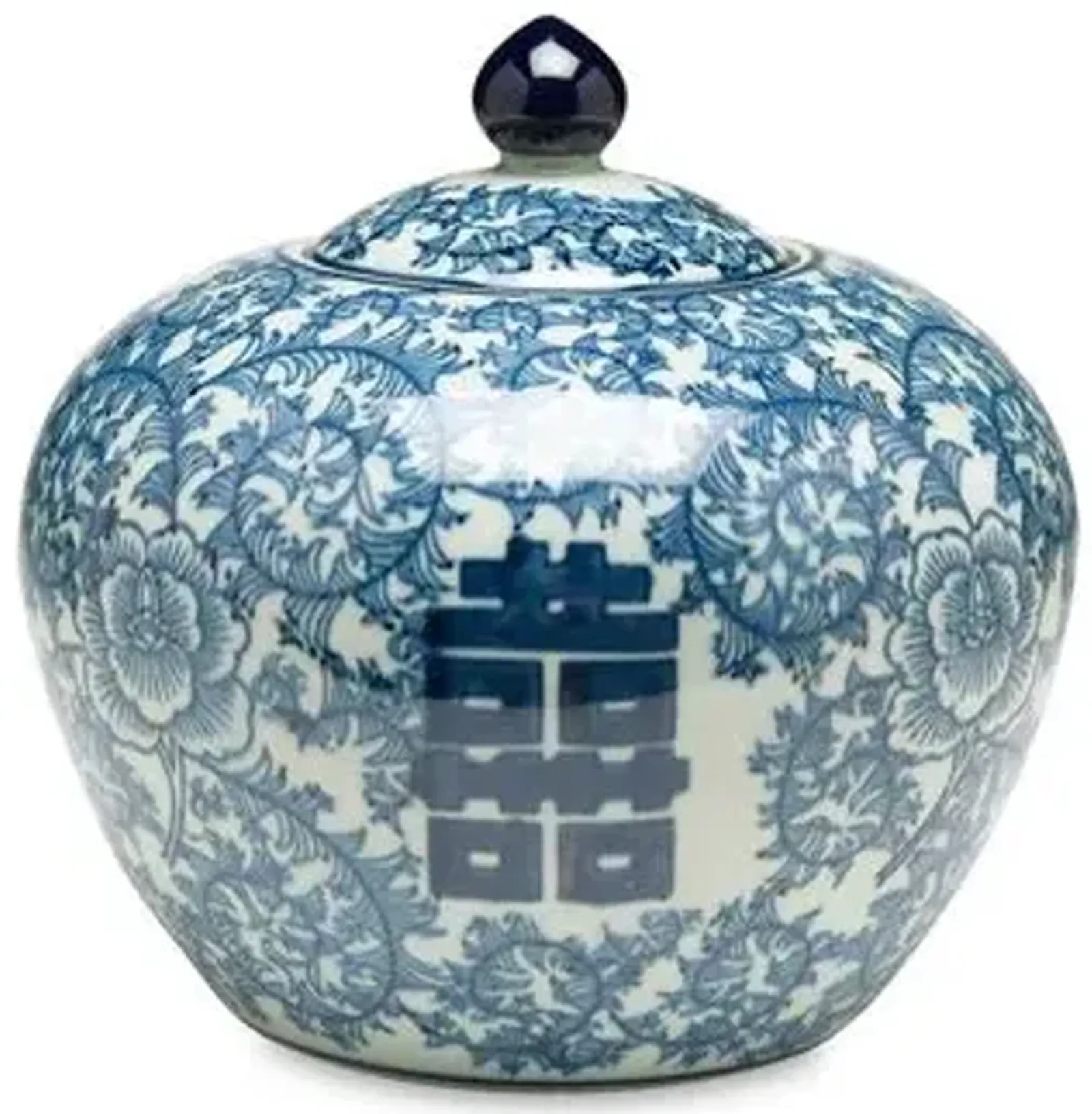 8" Jolie Round Jar - Blue/White