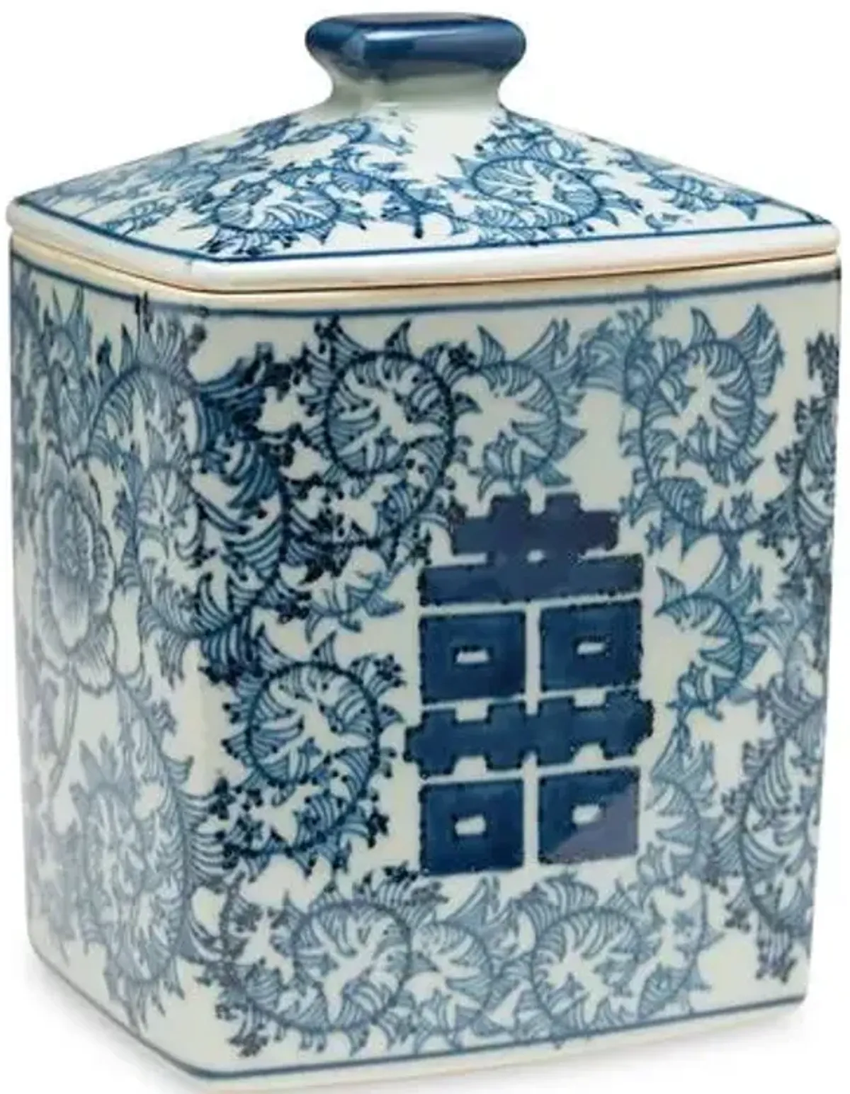 8" Lancret Square Jar - Blue/Light Green