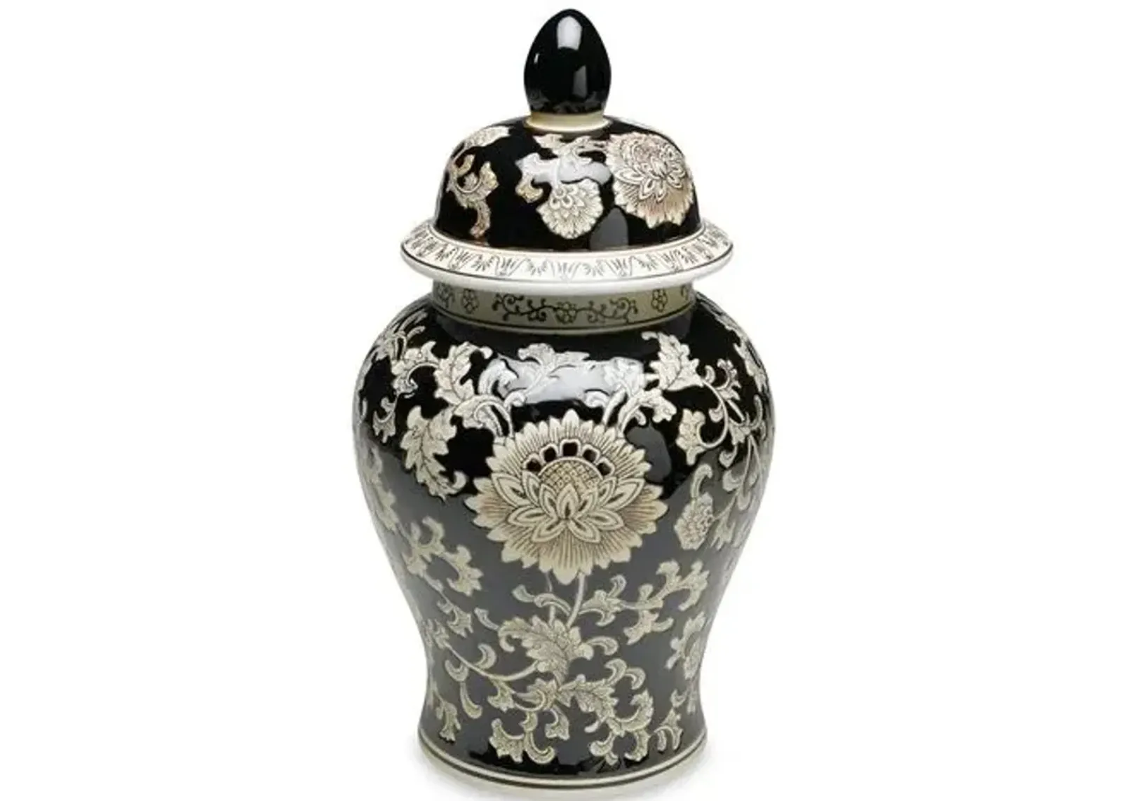 18" Florent Ginger Jar - Black/Cream