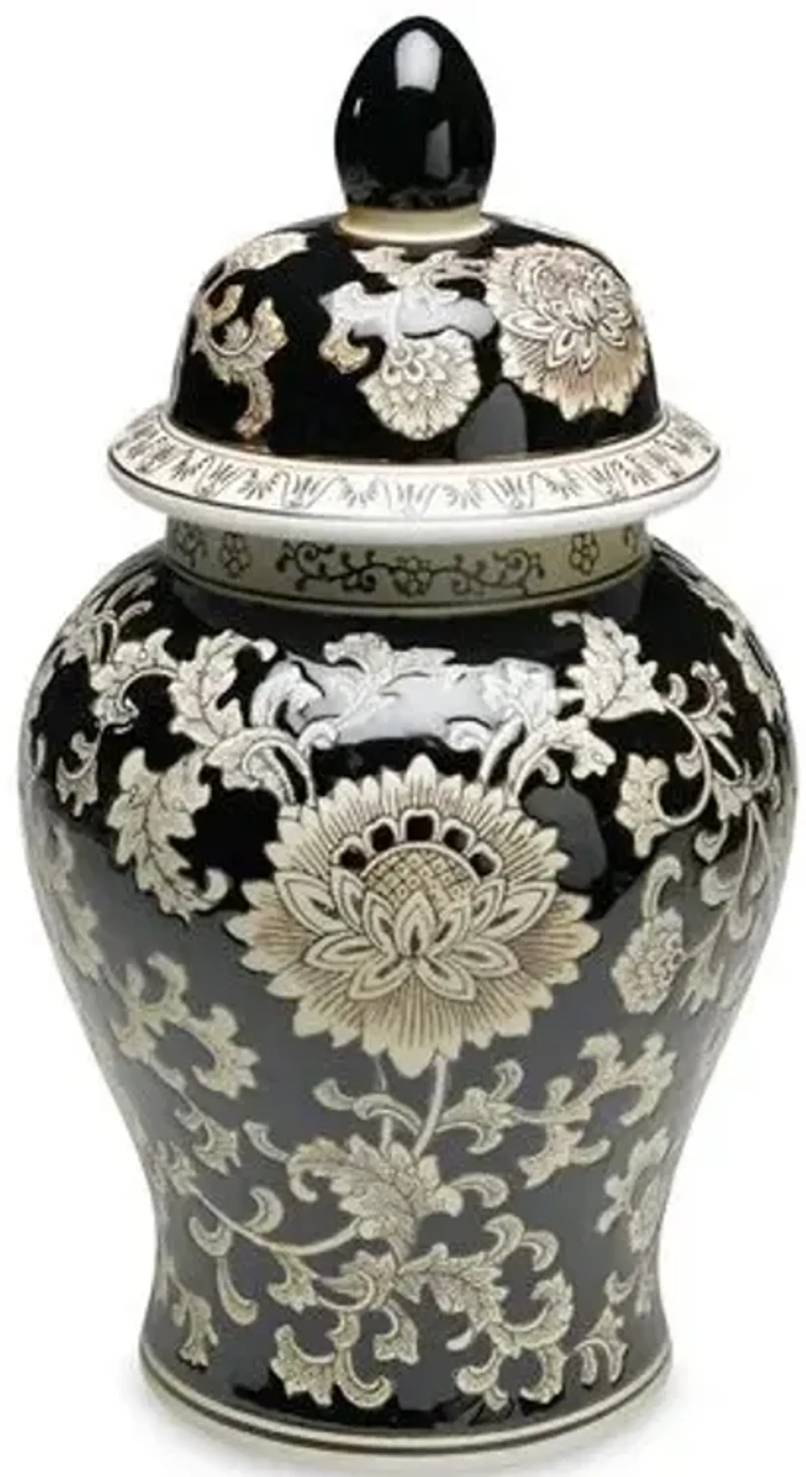 18" Florent Ginger Jar - Black/Cream