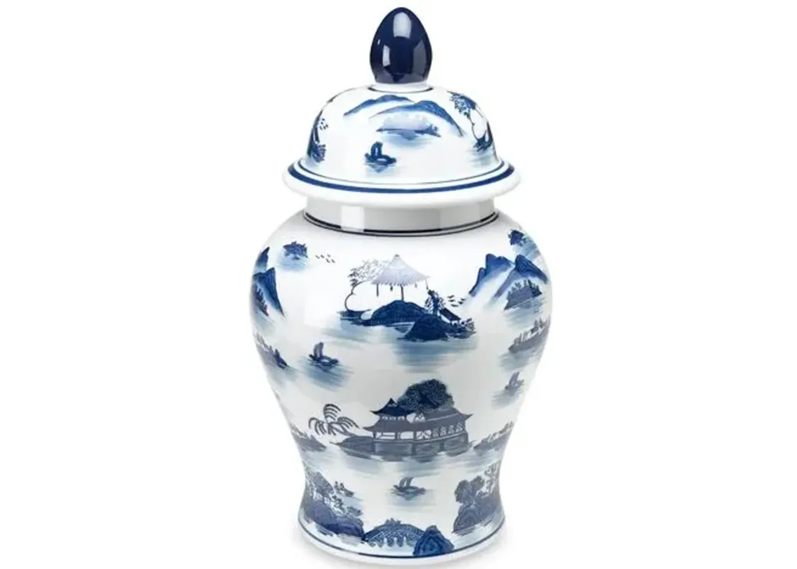 17" Lavieille Ginger Jar - Blue/White