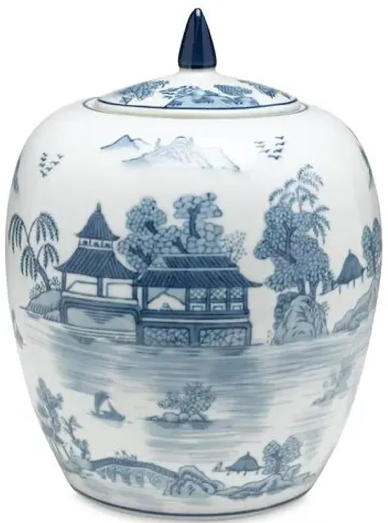 10" Willow Jar - Blue/White