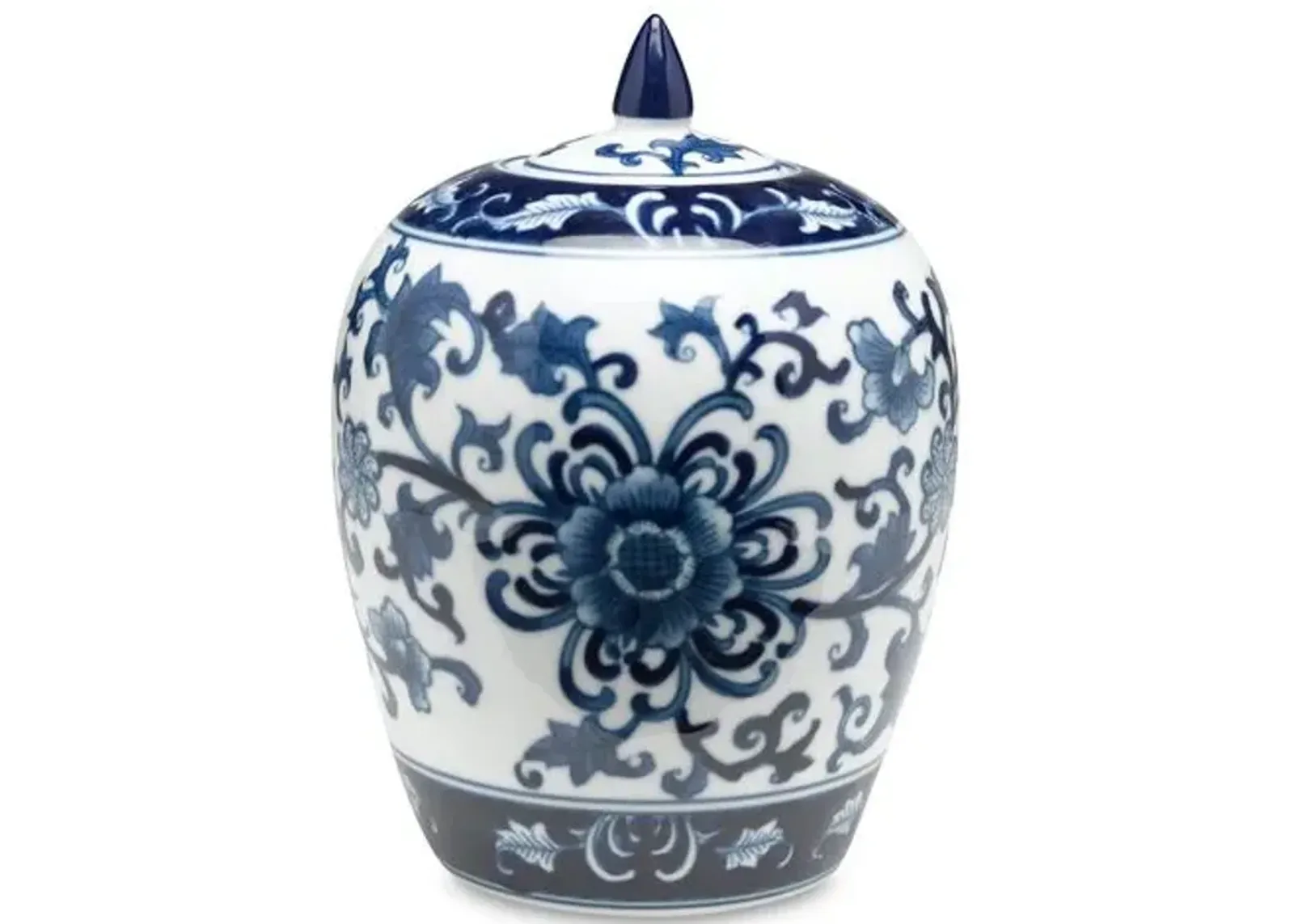 8" Decamps Floral Jar - Blue/White