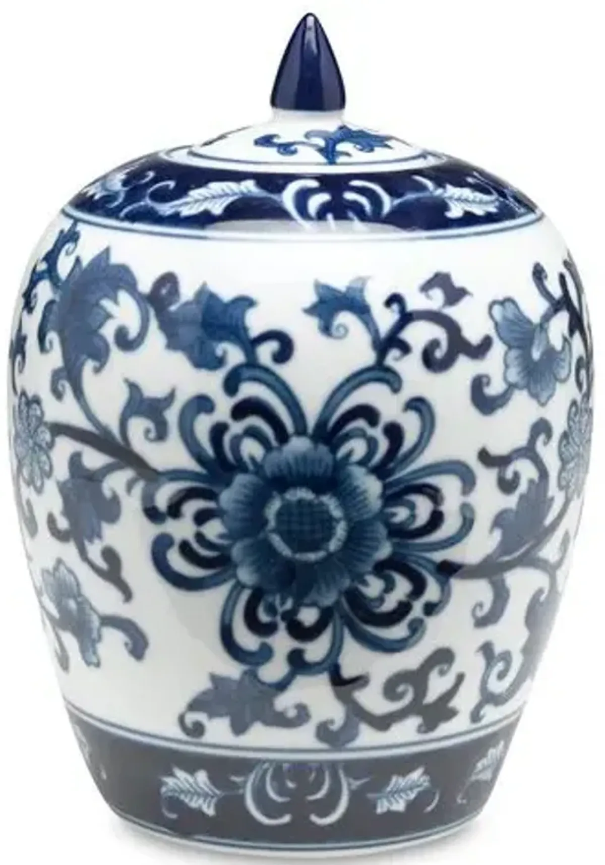 8" Decamps Floral Jar - Blue/White