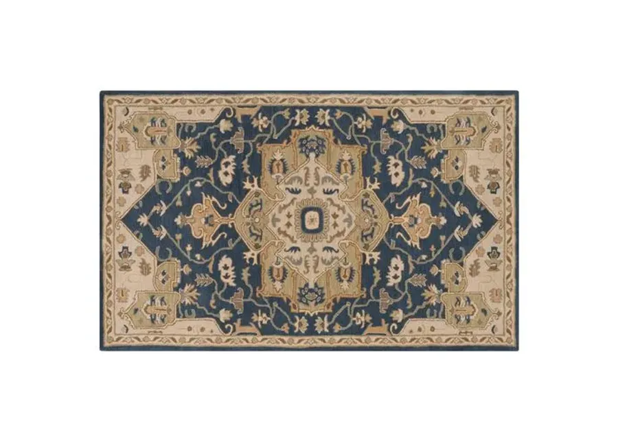 Kalle Rug - Navy/Beige - Beige