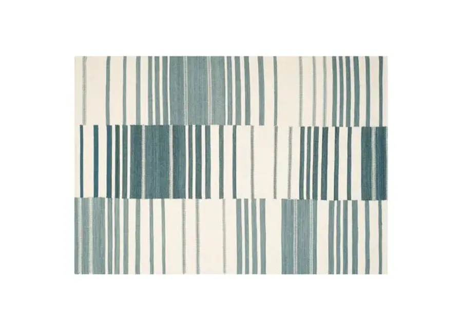 Arlin Flat-Weave Rug - Blue/Ivory - Blue