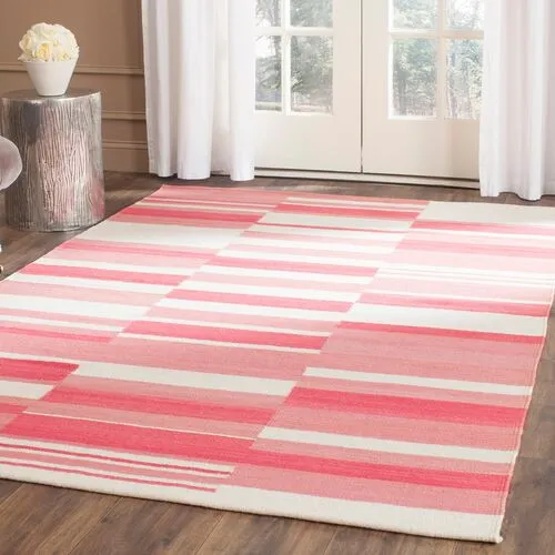 Arlin Flat-Weave Rug - Pink/Ivory - Pink