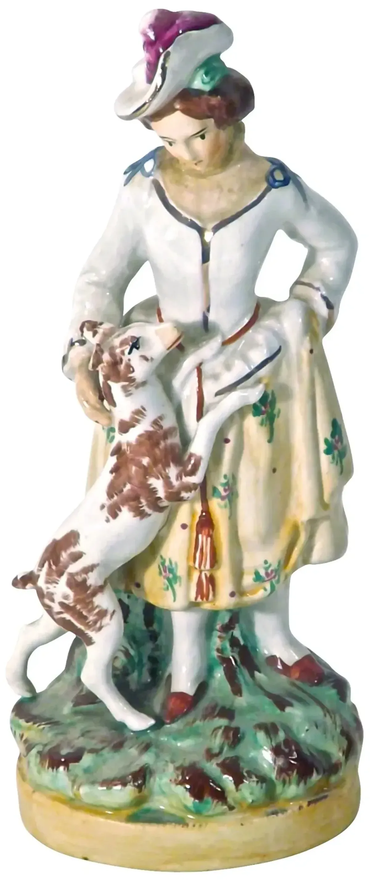 English Staffordshire Lady & Dog - Vermilion Designs - Gray