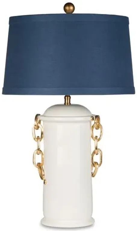 Chainlink Table Lamp - White/Gold - Bradburn Home