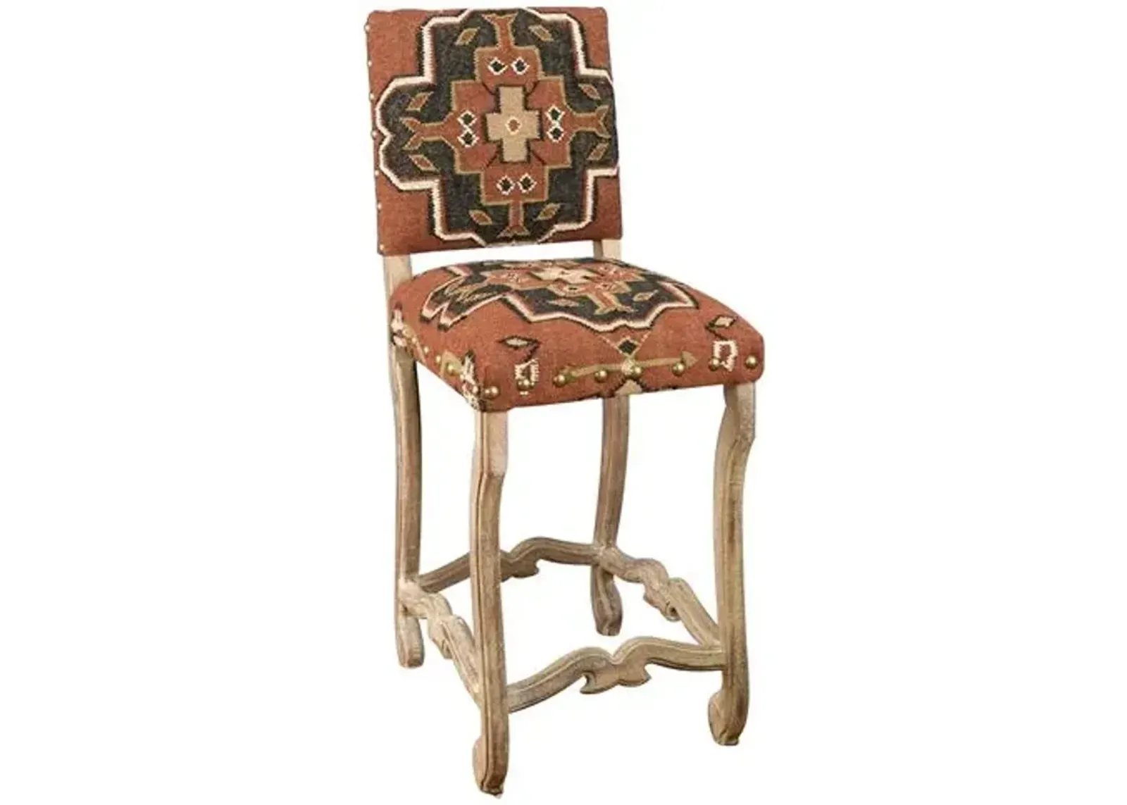 Nadine Kilim Barstool - Red - Handcrafted